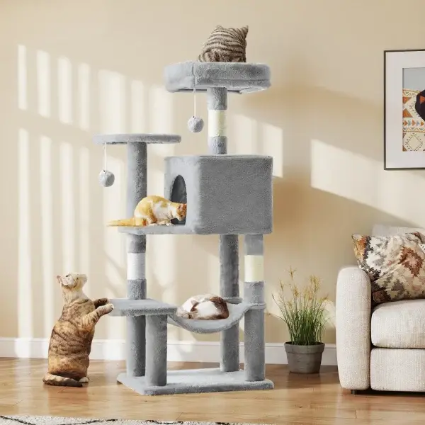 44-Inch Tall Multi-Cat Tree & Scratching Tower